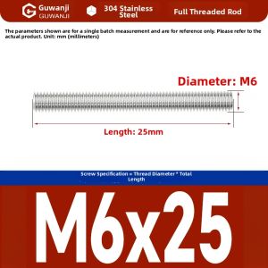 GUWANJI | Stainless Steel Full Thread Rod Screw M3-M20