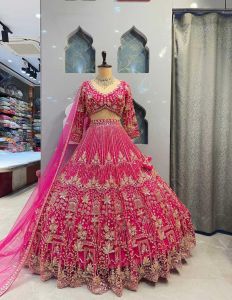 [PRE-ORDER] Semistitched Embroidered With Sequence Work Lengha ( Delivery 10 days )