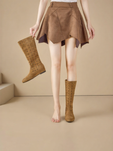 Josiny | Vintage Hollow Out Cowboy Boots For Travel