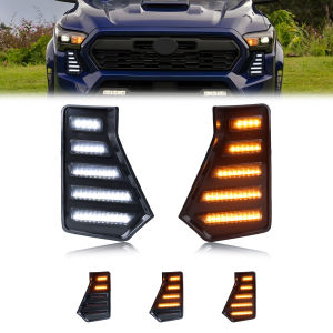 2Pcs Front Fang Fog Light Grille Parking Light DRL Light Side Turn Signal Light Switchback LED For 2024 20025 2026 Toyota Tacoma
