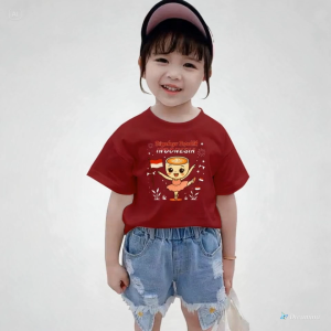 Ruffle Tee Kaos Atasan Anak Perempuan Motif capucina Edisi Agustusan