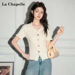 La Chapelle | Slimming French Style Turned Collar T-Shirt