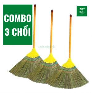 Combo Chổi Chít Quét Nhà Sạch Phấn Không Bụi Làm Từ Bông Chít Tay Cầm Cán Gỗ Rộng 50cm