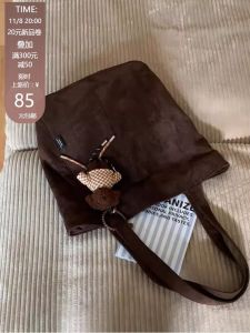 2024 Fall and Winter New Arrival K-style Suede Work Clothing One-Shoulder Large Bags Retro Simple and Lightweight Large Capacity Totes