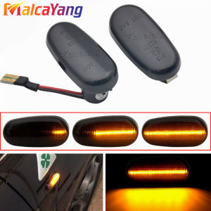 2Pcs For Alfa Romeo Mito 147 GT Fiat Bravo Dynamic LED Side Marker Light Arrow Turn Signal Blinker Indicator Lamp Clear/Smoke