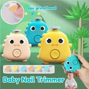 Baby Nail Trimmer cute dinosaur nail grinder Low-Noise anti splash Battery powered w/ 6pc grind head