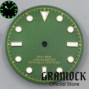 GRAMOCK 29mm Wine Red Vintage Green Sterile Watch Dial Hands Sets Luminous For NH34 NH35 Movement Mens Watch Accessories Parts