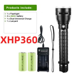 Đèn Lặn Chuyên Nghiệp XHP360 Wick Đèn Pin Chống Nước IPX8 Siêu Mạnh Có Dây Đeo Cổ Tay Dành Cho Thợ Lặn Đèn Pin Biển Sâu >500m Khoảng Cách Chiếu Sáng