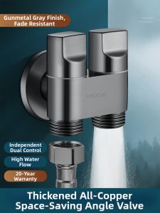 WEVOLA | High Flow Brass Angle Valve One In Two Out Dual Control Water Distribution Valve