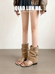 QIAOLUNNA | Vintage Lace-Up Buckle Cut-Out Ankle Boots
