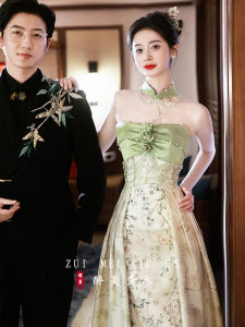 Elegant Wedding Dress Gown for Brides 2025 New Style Off-Shoulder Zipper Design Mid-Waist Polyester Fiber Princess Cut