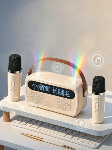 High-Quality Sound K-Singing Bluetooth Microphone Speaker All-in-One 4-In-1 FM Radio Clock
