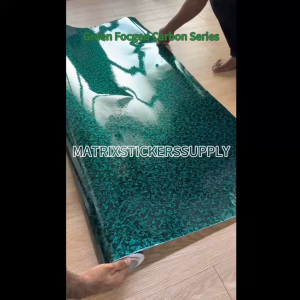 FORGED CARBON FIBER GREEN STICKER (152CM-Custom)Pelekat Stickers Wrapping Full Body Vinyl Wrap Film Motor Sticker Kilat