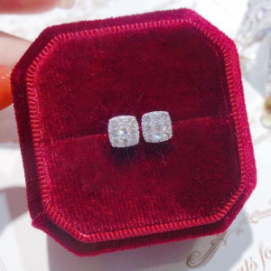 Huitan Silver Color Small Stud Earrings for Women Geometric Square Shape Daily Wear Fashion Versatile 2022 Earrings Jewelry