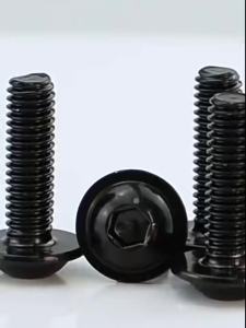 ISO7380-2 BLK 304 Stainless Steel M5 M6 Black Flange Button Head Screw With Washer Collar Inner Hex Socket Allen Screws Bolt