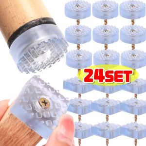 2/24Set Screw Rubber Buffers Non-slip Chair Legs Round Square Furniture Shock Absorbing Heightening Base Pads Bumpers Protector