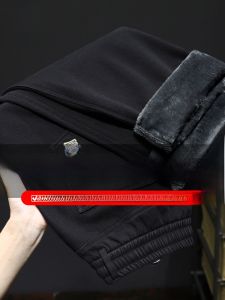 ROMON | Romon Mens Fleece Lined Cotton Straight Leg Pants Thick Winter Casual Trousers Trendy American Workwear Loose Fit Long Trousers