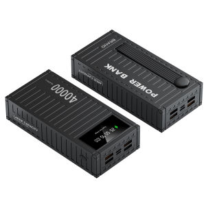 (ORICOD)PowerBank 30000 mAh Pengisian Cepat Mini Dual Input Port Tipe C Micro USB Hitam Oranye