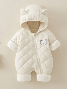 Baby Winter Outfit Cotton Romper Suit Thin Cotton Fleece Newborn Toddler Boys Clothes Outdoor Carryall Comfortable Casual Style