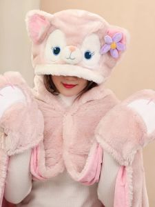 Lingna Bell Fox Shawl มีฮู้ด ผ้าห่มสํานักงานเด็กนักเรียน ฤดูใบไม้ร่วง ฤดูหนาว ผ้าห่มตักแสนสบายทันสมัย เรียบง่าย สไตล์ตุ๊กตาขนกระต่ายเทียม