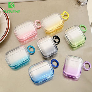 FLOVEME Simple Gradient Color Clear Case For AirPods Pro Keyring Bluetooth Earphone Cases For Air Pods 1 2 3 Soft Hook AirPods Cover