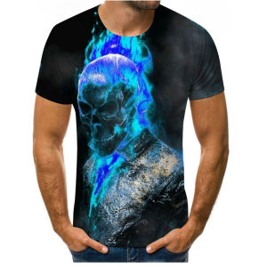 เสื้อยืดคอกลมแขนสั้นผู้ชายพิมพ์ลาย 3D สไตล์สก็อต แฟชั่นลำลอง สวมใส่สบาย ลำลอง สบายๆ เสื้อยืดคอกลมแขนสั้น