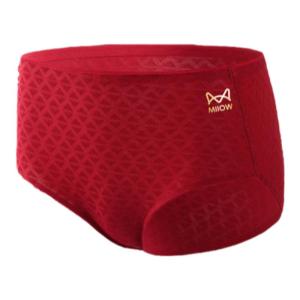 MiiOW | กางเกงชั้นในสตรีเอวสูงผ้าฝ้ายแท้สีแดง MiiOW กางเกงชั้นในทรงสามเหลี่ยมป้องกันแบคทีเรียสำหรับผู้หญิงในช่วงปีมังกร