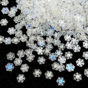 60PCS Creative Transparent Snowflake เรซิ่นตกแต่งเล็บ 3D สีขาวทองเงินหกเหลี่ยมเกล็ดหิมะเล็บ Charms DIY