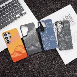 Luxury For Magsafe Kevlar Pattern Thin PC Phone Case For Samsung Galaxy S25 S26 Ultra Plus Wireless Charging Matte Back Cover