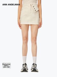 ANN ANDELMAN | Washed White Asymmetric Denim Skirt