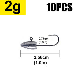 MrLurion 10PCS 2g 3g 5g 7g 10g small jig head fishing hooks for mini soft lure grub baits micro-object drop shot fishing hooks