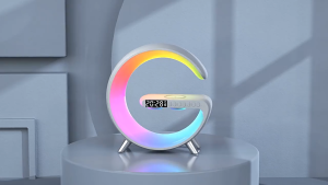 OOC ABS Wireless Charger Pad Stand Speaker RGB Night Light Wireless Charger Multifunction 3 In 1 Bluetooth Speaker Alarm Clock Bluetooth Speaker 3 In 1 Night Light Sound Music Player Fast Charging Station