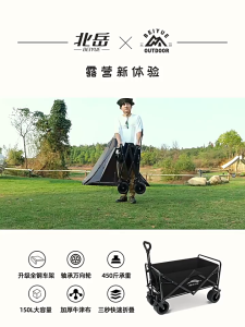 Foldable Utility Wagon 250kg Load 180L Large Capacity Heavy-Duty Cart with Steel Frame & Oxford Cloth for Camping