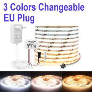 12W/M CCT COB LED Strips 3000K 4000K 6000K All in One LED Light Tape With Dimmer Switch for Mirror / Glass Bathroom Lighting