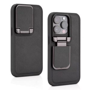 case iPhone 15 PRO MAX / iP 15 PRO / iP 16 PRO MAX / iP 16 PRO Back Stand Holder leather Business Leather Cover pelindung Camera Lens Flip Cover Kickstand Case kulit