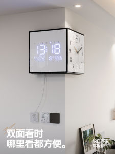 Đồng Hồ Tường Hai Mặt Hiện Đại Tối Giản Góc Phòng Khách Đồng Hồ Tròn Bằng Kính Acrylic Tiếng Động Máy Im Lặng Nguồn Điện