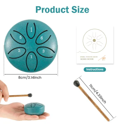 Steel Tongue Drum Portable Rain Drum Hand Pan Drum Percussion Musical Instruments For Yoga Meditation Musical Toy Relief Tool