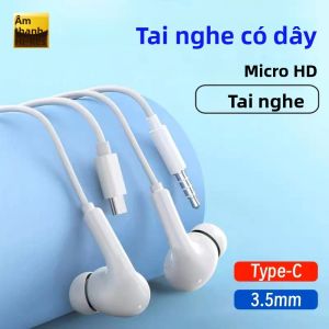 Tai Nghe Âm Thanh Nổi HiFi Có Dây TypeC 35mm Tai Nghe Nhét Tai Có Mic Cho Samsung S25/S24/S23/S22/S21 Xiaomi Huawei - Tai Nghe Cách Ly Âm Thanh Động