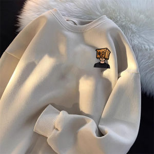 American Retro Oversize Sweatshirt Mens Spring Autumn Heavy Street Loose Large Size Couples Top Coat Printed Casual Youth Trend