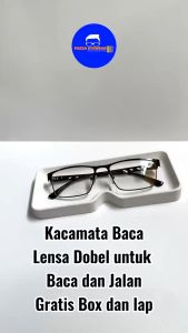 Kacamata Baca & Jalan Double Fokus Lensa Kryptok untuk Pria/Wanita