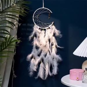 Moon Dream Catcher Chuông Gió Dệt Tay Treo Tường Trang Trí Bằng Kim Loại Phong Cách Mỹ Trang Trí Nhà Cửa Thủ Công Cho Phòng Ngủ Quà Tặng Lễ Hội Sinh Nhật