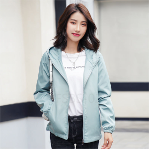 Spring Autumn Womens Jacket Lightweight Breathable Fashionable Sporty Outerwear Windproof Water-resistant Polyester Fiber