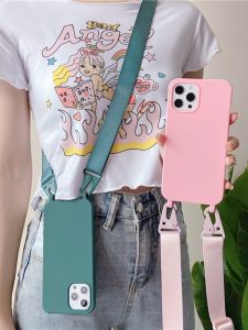 Adjustable Strap Phone Case for iPhone 14 pro Max/XS Max Soft Shell Anti-Fall Couple Compatible Durable TPU Mobile Phone Cover