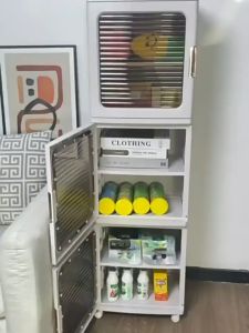 HETEE Movable Narrow Floor Stand Storage Cabinet Plastic Waterproof Cabinet with Wheel Home Bathroom Bedroom Gap Storage Cabinet