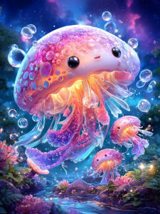 Huacan DIY Diamond Painting Jellyfish Diamond Embroidery Animal Landsacape Complete Kit Picture Of Rhinestones