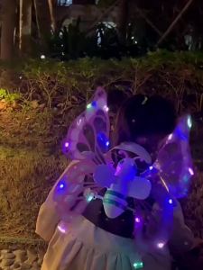 Fairy Electrical Butterfly Wings with Music Lights Glowing Shiny Dress Up Angel Costume Girl Cosplay