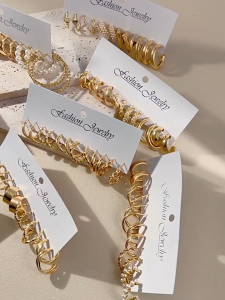 SHOPHOME Anting Set 12 Pasang Fashion Wanita Korea Gaya Eropa Titanium Anti Karat Luntur ANT03