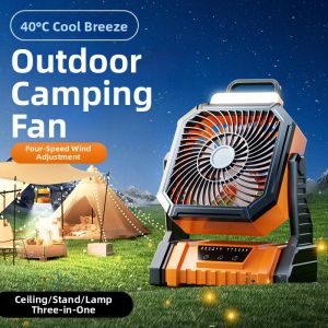 Portable Hanging Camping Fan with Light Long Battery Life USB Powered