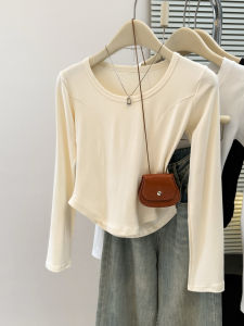 Slim Fit Long Sleeve T-Shirt Womens Early Autumn Korean Style Inner Wear Outer Wear Base Shirt Fishbone Shoulder Top Trendy