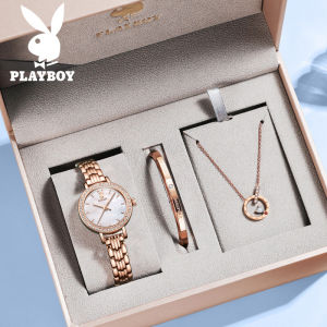 [ 100% ของแท้] PLAYBOY นาฬิกา ผู้หญิง ใหม่ 2024 นาฬิกาข้อมือควอตซ์ สายสแตนเลส กำไล สร้อย ชุดของขวัญ